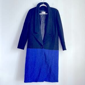 Shakuhachi wool blend colorblock single button full length maxi dress coat sz S
